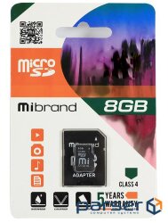 Карта памяти Mibrand 8GB microSD class 4 (MICDC4/8GB-A)