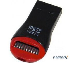 Кардридер USB2.0 Voltronic MicroSD Black/Red (06259), техпакет