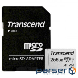 Карта памяти TRANSCEND microSDXC 300S 256GB UHS-I U3 V30 A1 Class 10 + SD-adapter (TS256GUSD300S-A)