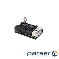 Дополнительное оборудование к промышленному ПК Raspberry радиатор для 4B алюминиевый с 2 кул (RA503)
